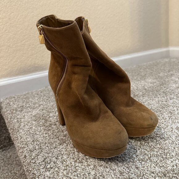 Michael Kors Suede Camel Ankle Boots - Picture 2 of 4